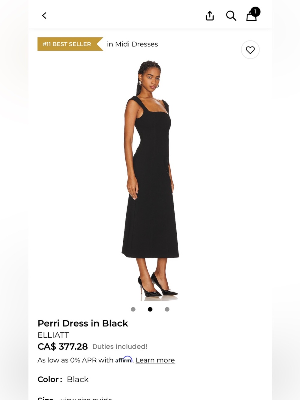 Elliatt Perri Midi Dress in Black